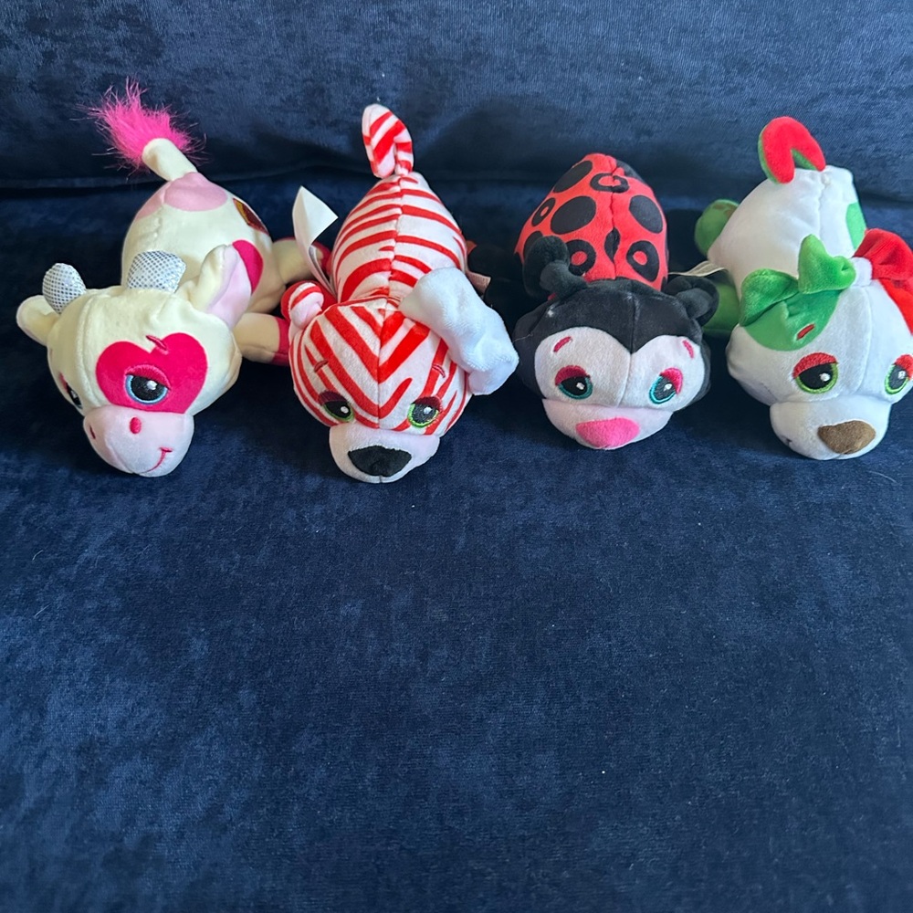 Set of Four Colorful Plush Toys